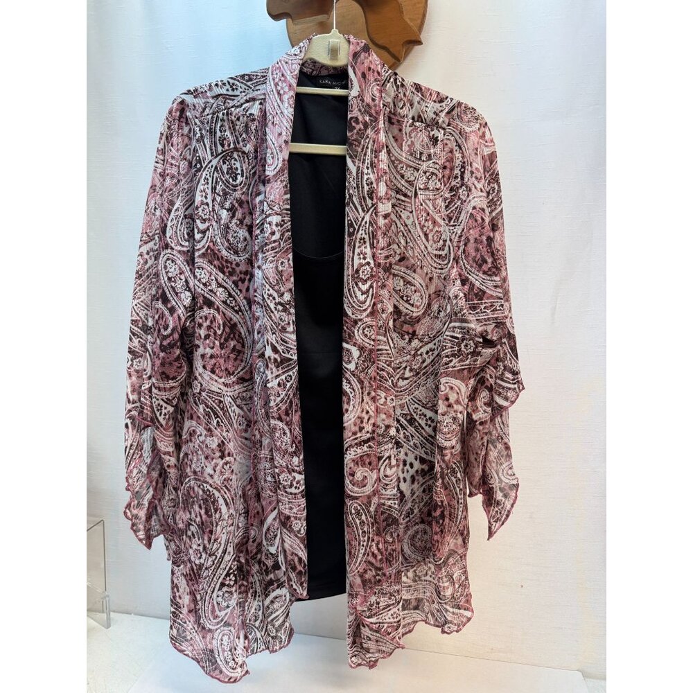 Womans 3x Top 2fer by Sarah Michelle Like New Black/ Rose & gold Thread